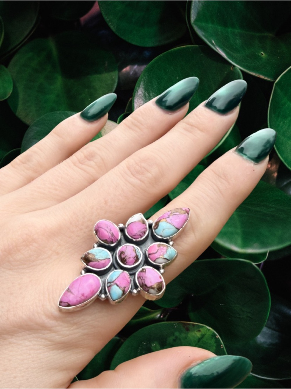 Cotton Candy Turquoise Large Statement Ring | 925 Sterling Silver | Festival New